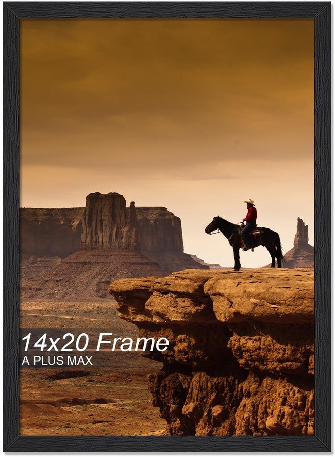 A PLUS MAX 14x20 Picture Frame, Black Engineered Wood Frame for 14 x 20 Inch Picture Poster Photo, Light Weight 14 by 20 Frame with Wood-grain for Wall - 1 Pack/Black/14 x20 - Image 1